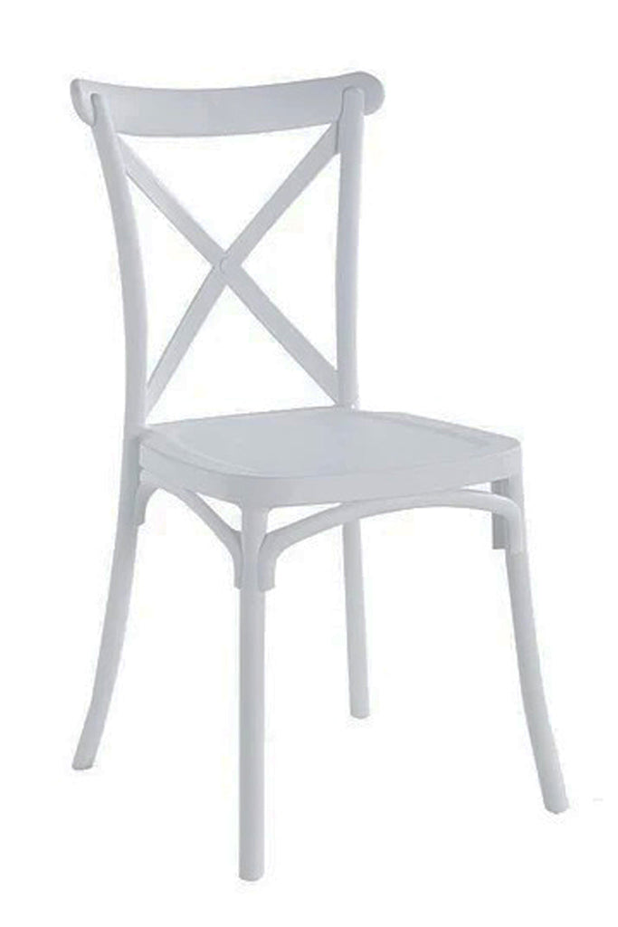 Pack 4 Sillas Crossback PP - Terraza Exterior o Comedor - Blanca - 25% DCTO!