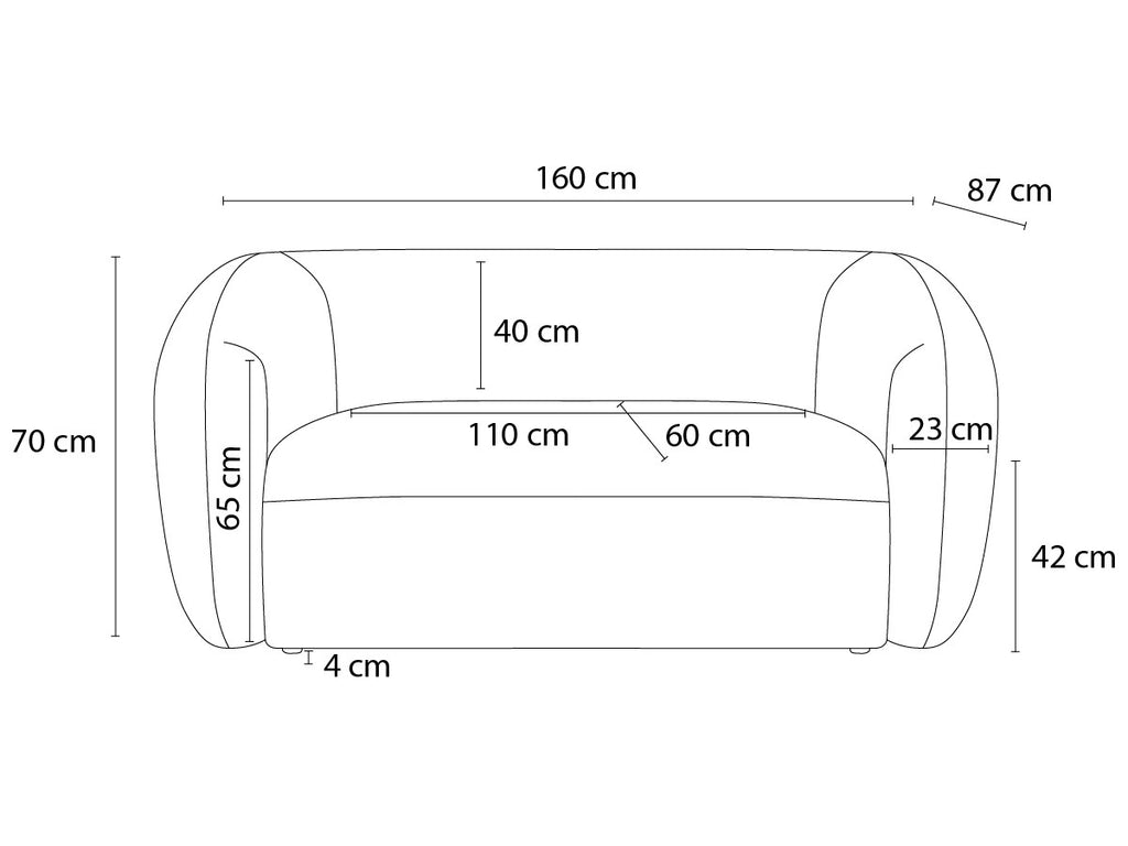 Sofa EBBA - Tela Boucle / Medidas: 180, 200, 220