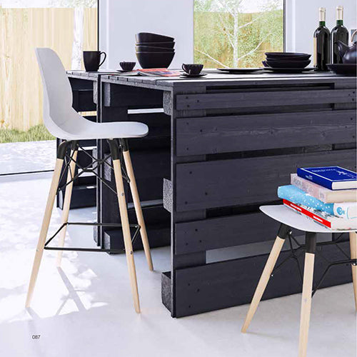 Pack 4 Taburete Alto LEAF  (68cms) - NEGRO - 50% DCTO!
