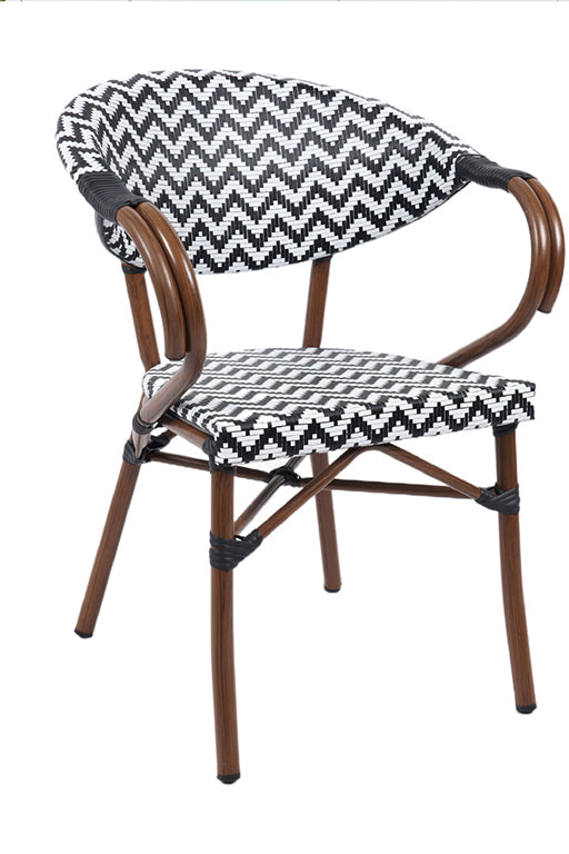 Pack 4 Silla Parisina BISTRO con reposabrazos - Blanco/Negro -  20% DCTO!