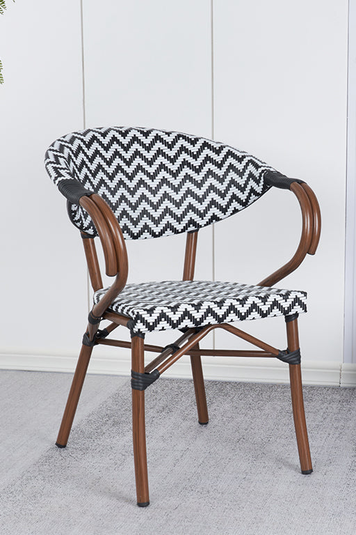 Pack 4 Silla Parisina BISTRO con reposabrazos - Blanco/Negro -  20% DCTO!