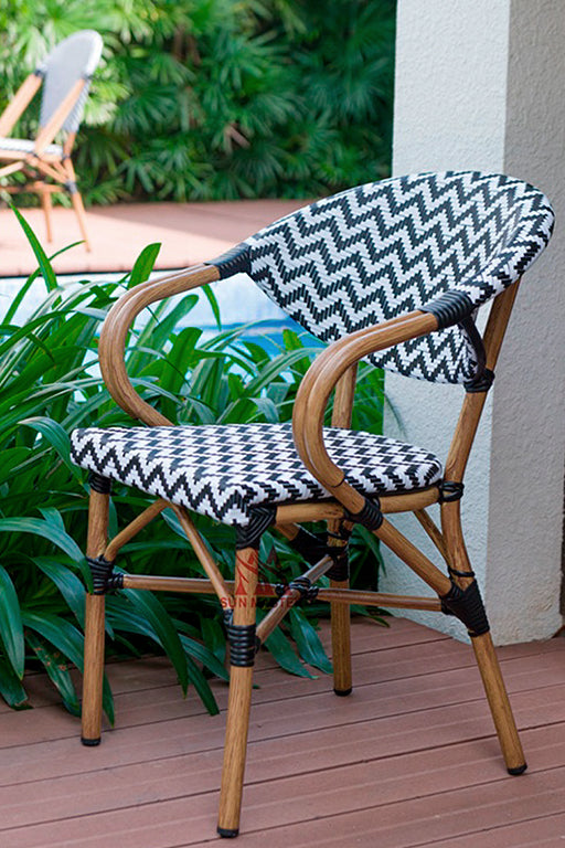 Pack 4 Silla Parisina BISTRO con reposabrazos - Blanco/Negro -  20% DCTO!