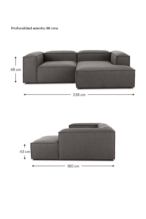 SOFA FULHAM SECCIONAL DERECHO - COLOR GRAFITO