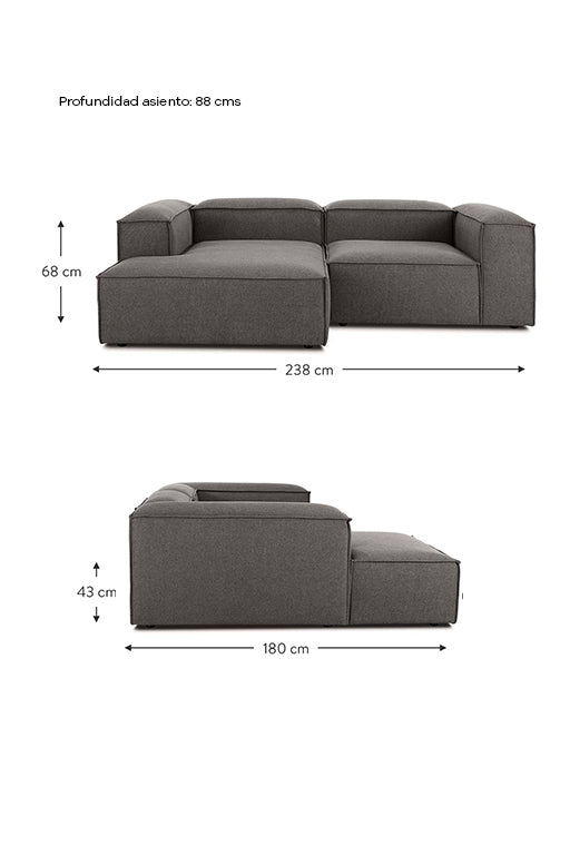 SOFA FULHAM SECCIONAL IZQUIERDO - COLOR GRAFITO