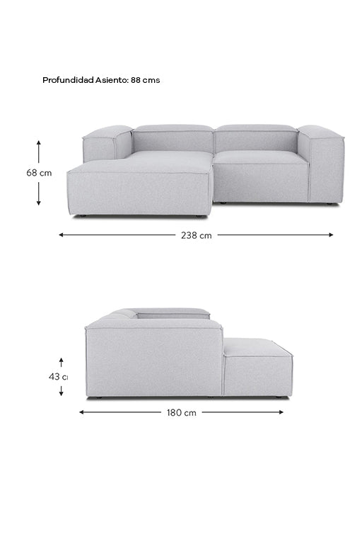 SOFA FULHAM SECCIONAL IZQUIERDO - COLOR ACERO