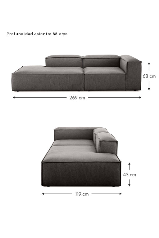 SOFA FULHAM DIVAN - DERECHO - GRAFITO